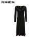 Vero Moda Dress 2024 autumn new V-neck long-sleeved waist-hugging slim long skirt elegant and versatile