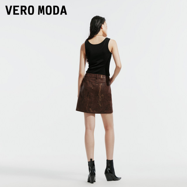 Vero Moda skirt 2024 autumn new Maillard A-line fashion high-waist short skirt for women's temperament and casual
