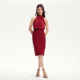 Vero Moda Dress 25 Summer New Style Light Men's Halves Neck Lace-up Pleated Chiffon Spliced ​​Banquet Dress