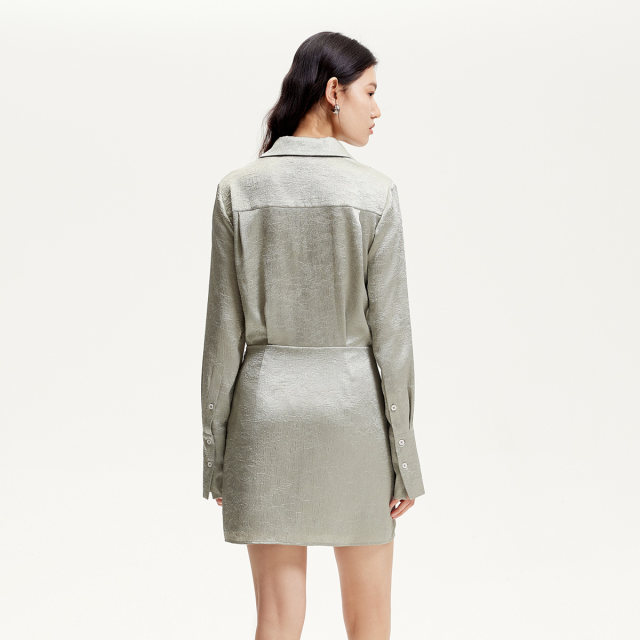 Vero Moda Dress 2025 summer new light texture glossy fabric dress removable decoration