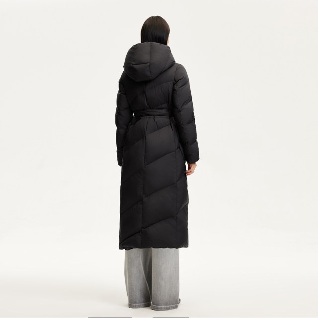 Vero Moda down jacket for women 24 winter new hooded waist 90 white duck down fashionable simple slim and long