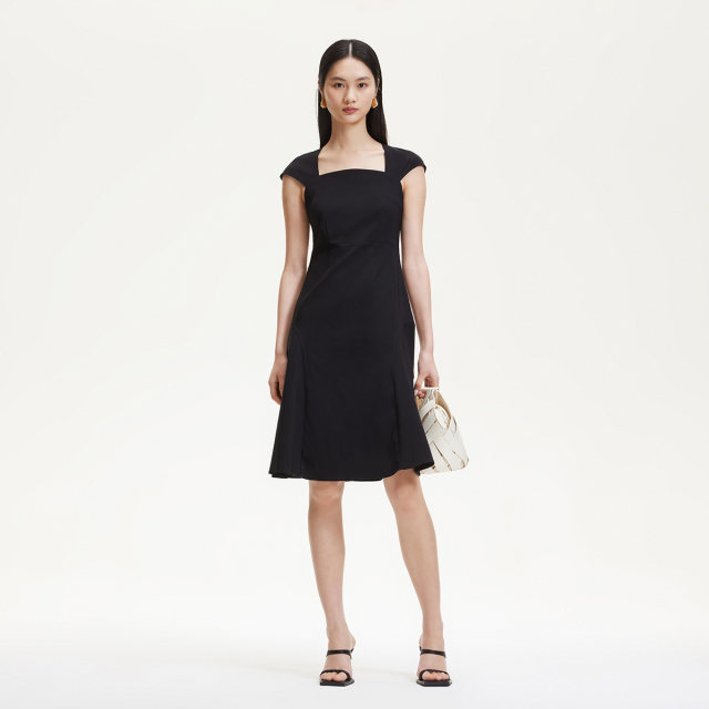 Vero Moda Dress 2025 Summer New A-line Square Collar Pack Shoulder Waist Clothes Mid-Skirt Light Spring New Gentle