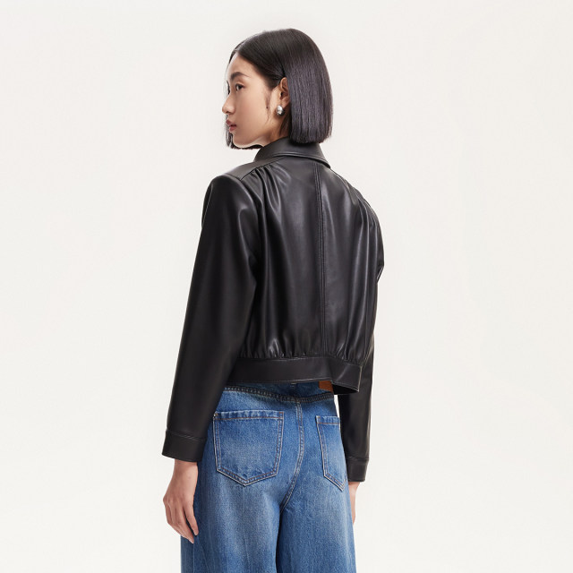 Vero Moda Jacket 2025 Summer New Lapel Short Thin Shoulder Pad Pu Jacket Temperament 325117004