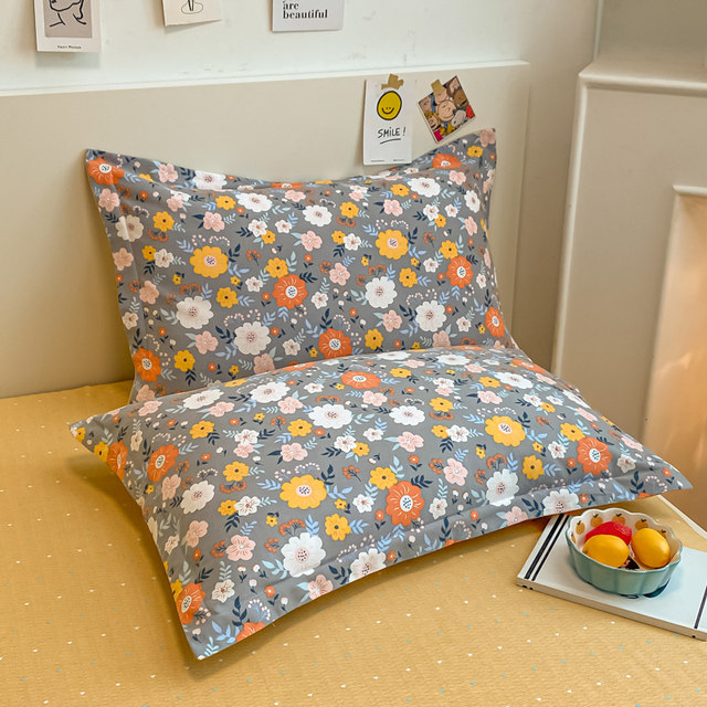Thickened pure cotton brushed pillowcases, a pair of cotton pillowcases, single pillowcases, 48X74 student dormitory pillowcases