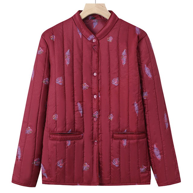 Hengyuanxiang mother winter thin down cotton coat elderly women's floral warm short cotton coat grandma jacket cotton jacket