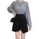 Mao woolen skirt 2021 new foreign aura autumn and winter large size cover belly thin A -line skirt asymmetric pleated skirt
