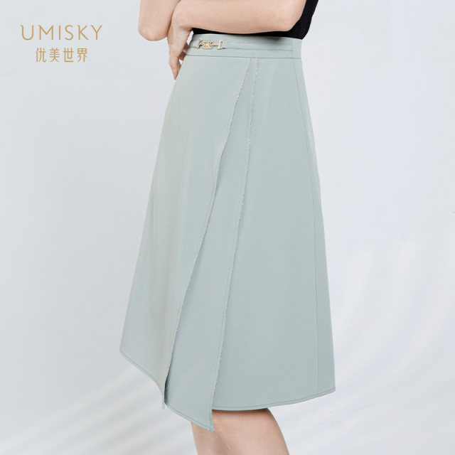 Clearance umisky beautiful world women's clothing summer commuting fashion high waist mid-length irregular skirt SI2H1016