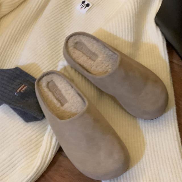 Dafa sister real photo cowhide 2025 new thick-soled Birkenstock shoes with one foot and half slippers for women