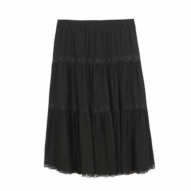 2024 early spring new style and sweet white lace skirt with big sway A-line skirt for women long cake skirt