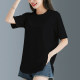 Black irregular modal cotton short-sleeved T-shirt for women in summer solid color loose large size design niche t-shirt
