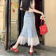 
Real shot of 2025 new version of Internet celebrity trendy versatile denim spliced ​​mesh skirt