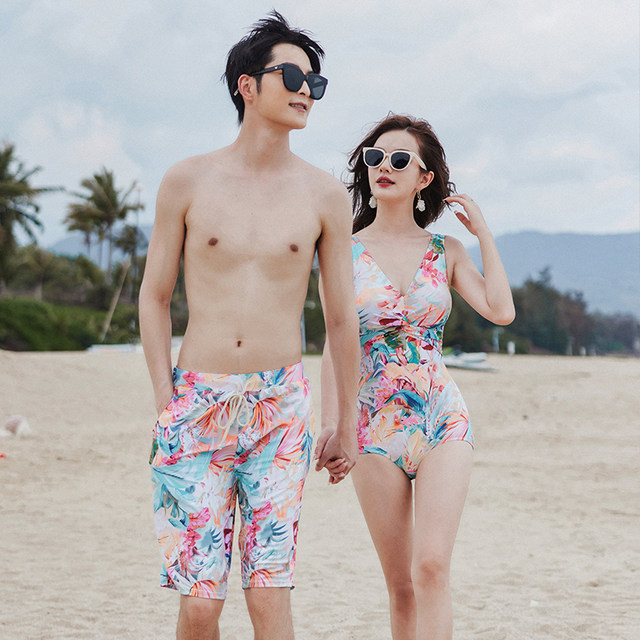 Couple swimsuit women's summer 2025 new sexy onesie dress style slimming and covering the belly seaside vacation hot spring men's suit