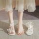 Beautiful fairy style French thick heel sandals for women 2025 summer new trendy one-word butterfly flower open toe high heels