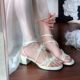 Beautiful fairy style French thick heel sandals for women 2025 summer new trendy one-word butterfly flower open toe high heels