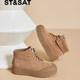 Saturday high top shoes for women 2025 new thick-soled Martin boots for two-wear motorcycle comfortable matte super hot yellow boots