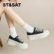 Saturday genuine leather sponge cake thick-soled white shoes for women's shoes 2025 new two-wear lazy inner height-enhancing casual shoes