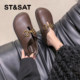 Saturday retro genuine leather toe-cap Birkenstock half slippers for women 2024 autumn and winter new thick-soled Birkenstock lazy slippers