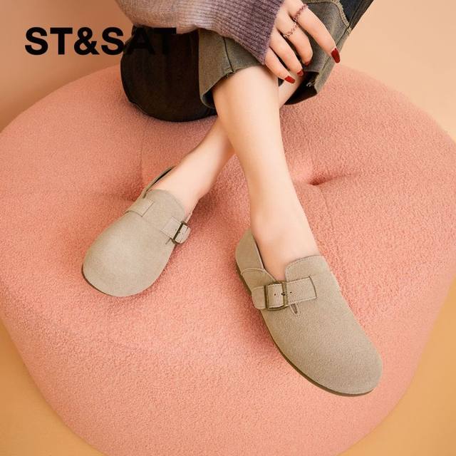 Saturday 100-match flat-soled comfortable trendy Birkenstock shoes for women in 2025 new one-legged retro casual shoes