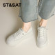 Saturday genuine leather sponge cake thick-soled white shoes for women's shoes 2025 new two-wear lazy inner height-enhancing casual shoes