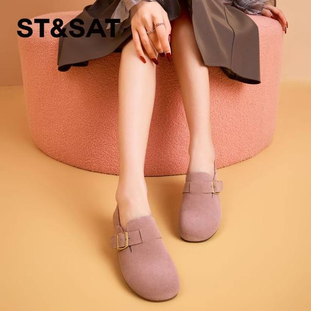 Saturday 100-match flat-soled comfortable trendy Birkenstock shoes for women in 2025 new one-legged retro casual shoes