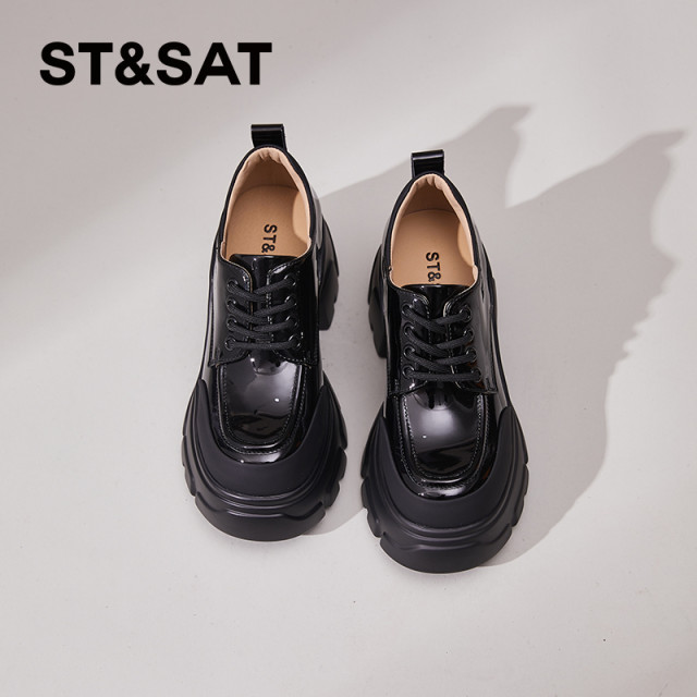 Saturday thick-soled loafers for women 2025 new spring British style high-end small leather shoes thick high-heeled single shoes for women
