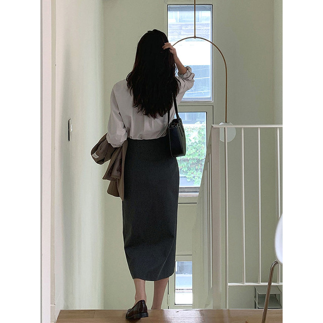 Irregular skirt Spring and Autumn 2024 spring clothing design niche mid-length suit skirt women's high-waist commuting skirt