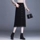 Knitted skirt for women in spring, autumn and winter new mid-length hip-covered skirt waist-hugging and slimming high waist pocket A-line winter skirt
