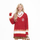NERESUM American retro college style V-neck pullover sweater for women in autumn and winter lazy atmosphere sweet knitted sweater