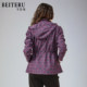 Beteru windbreaker hooded fashionable and stylish autumn new middle-aged and elderly ladies slimming jacket top EE