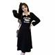 Large -size women's fat MM Hepburn Wind Black POLO collaring flower dress 2024 autumn new waist thin skirt
