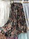 Retro holiday ethnic style colorful floral long skirt for women 2025 spring and summer drooping printed pleated large umbrella skirt