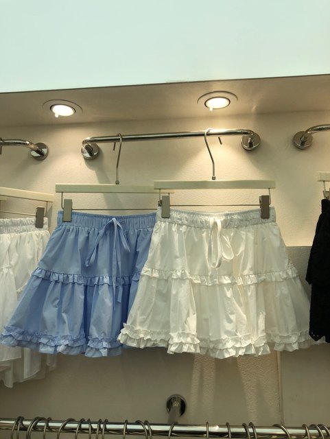 French sweet cake skirt white high waist lace-up skirt ruffled fluffy skirt A-line short skirt umbrella skirt skirt skirt