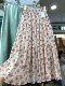 Sweet floral skirt for women 2025 new summer texture splicing printed A-line large hem skirt midi skirt