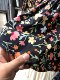 Korean sweet style black floral skirt casual cotton umbrella skirt A-line puff printed midi skirt