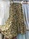 French retro tie-dyed polka dot printed pleated skirt for women with elegant pockets and versatile slim A-line long skirt