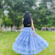 Jane Ai Garden plaid mesh stitching asymmetric half -bodies skirt niche design sense puff JA83
