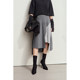 Amii2025 winter new commuter rubber waist irregular styling contrasting splicing skirt for women knitted skirt
