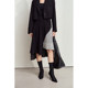 Amii2025 winter new commuter rubber waist irregular styling contrasting splicing skirt for women knitted skirt
