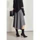 Amii2025 winter new commuter rubber waist irregular styling contrasting splicing skirt for women knitted skirt
