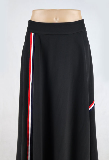 New!Falun INA Asymmetric contrasting color striped color block college style women's spring and autumn big hem skirt long skirt FRBS6615