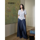 Wide color design v-neck striped waist-hugging shirt for women 2025 spring and summer new puff sleeve white shirt top