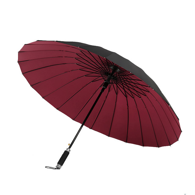 Double-layer 24-bone rainstorm umbrella with long handle for men, increased reinforcement and thickening, double wind-resistant straight pole, extra large automatic umbrella for women