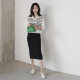 Spot! Korean version of women's spring commuter long skirt solid color simple high waist zipper slit hip-pack skirt G10902
