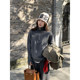 NAZ large size winter new half open collar design slit top fat girl slimming women's knitted sweater