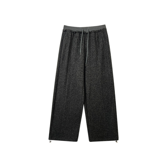 NAZ's large size winter new style design sense spliced ​​waist straight pants fat mm thick plush casual pants for women