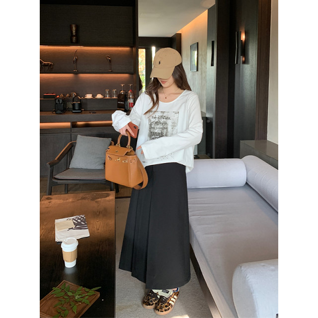 NAZ's large size 2024 early spring new high-waist retro mid-length pleated suit skirt fat mm skirt trendy