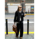 NAZ large size autumn and winter new elastic waist loose slim straight wide leg pants fat mm black casual pants