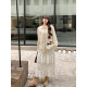 NAZ's large size early spring design sense heavy industry contrast color dog embroidery shirt fat mm tensile linen top
