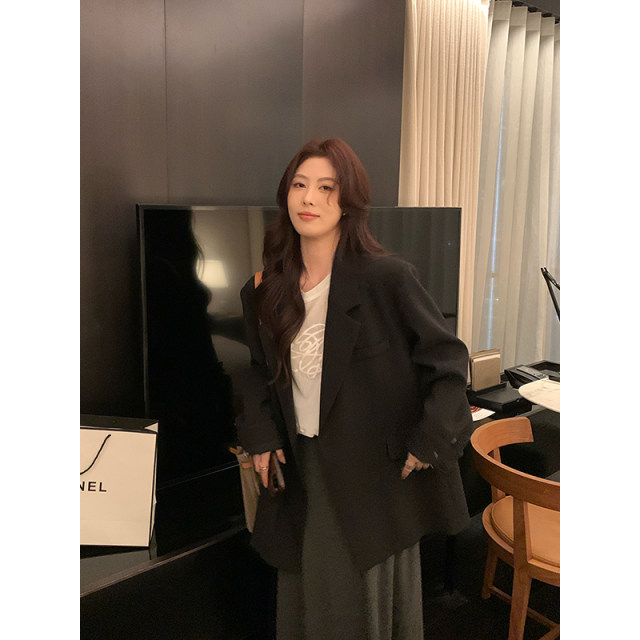 NAZ's large-size spring new niche design feel loose mid-length casual and fashionable fat mm blazer