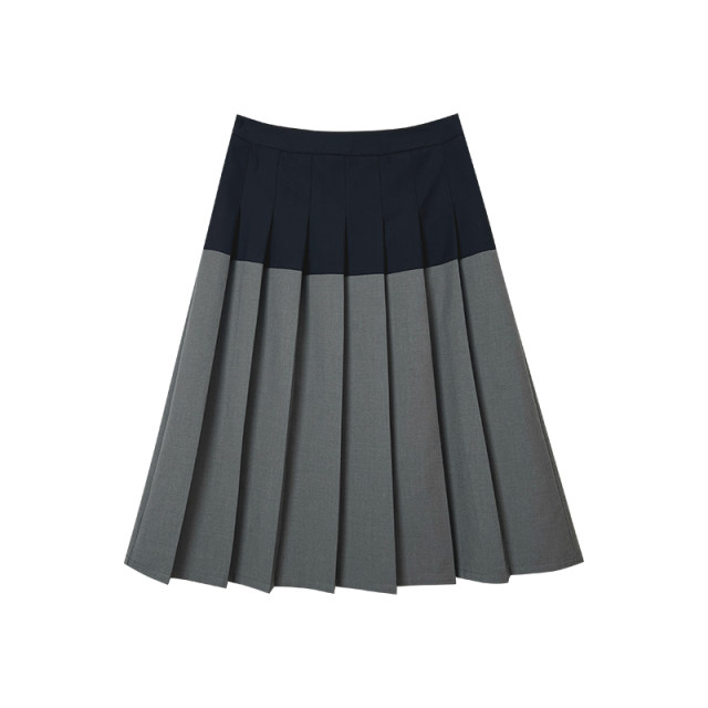 NAZ's big size early spring new style fashion French college style retro contrasting color fat mm pleated temperament skirt
